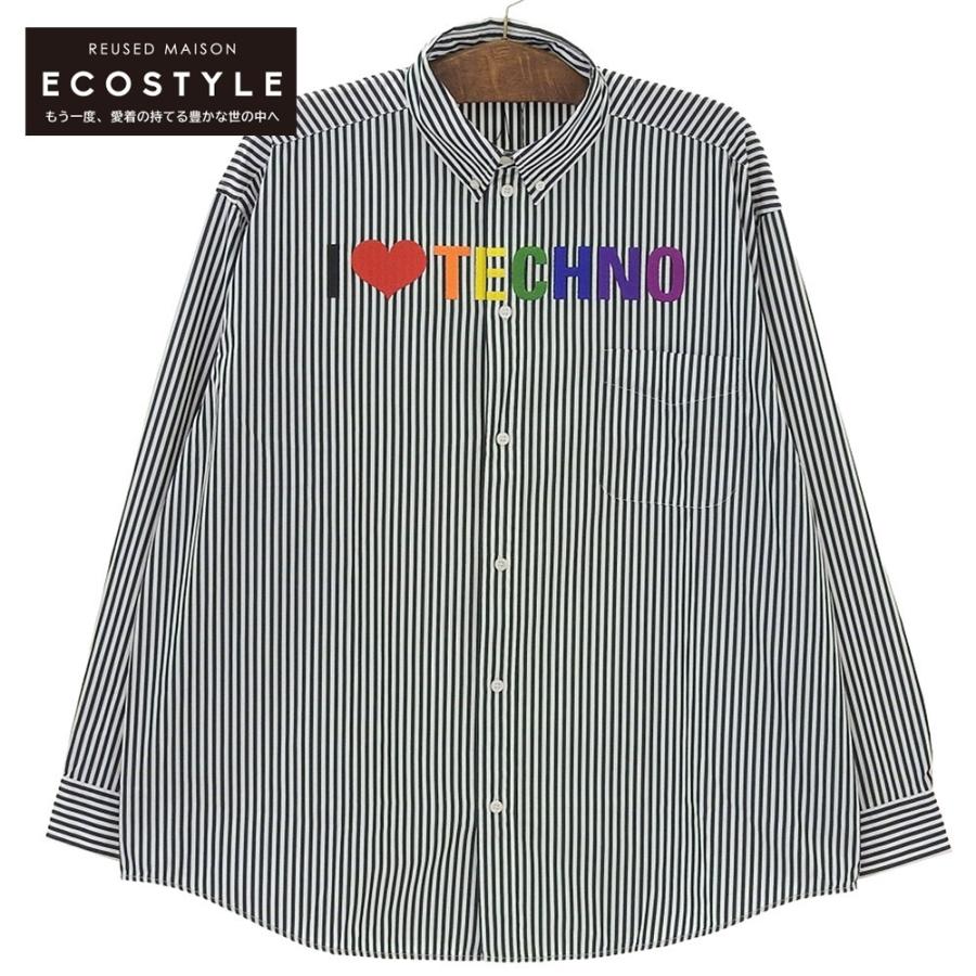 バレンシアガ BALENCIAGA 19SS ブラウス シャツ 38 白 黒 BALENCIAGA（バレンシアガ） 美品 I LOVE TECHNO 長袖シャツ トップス