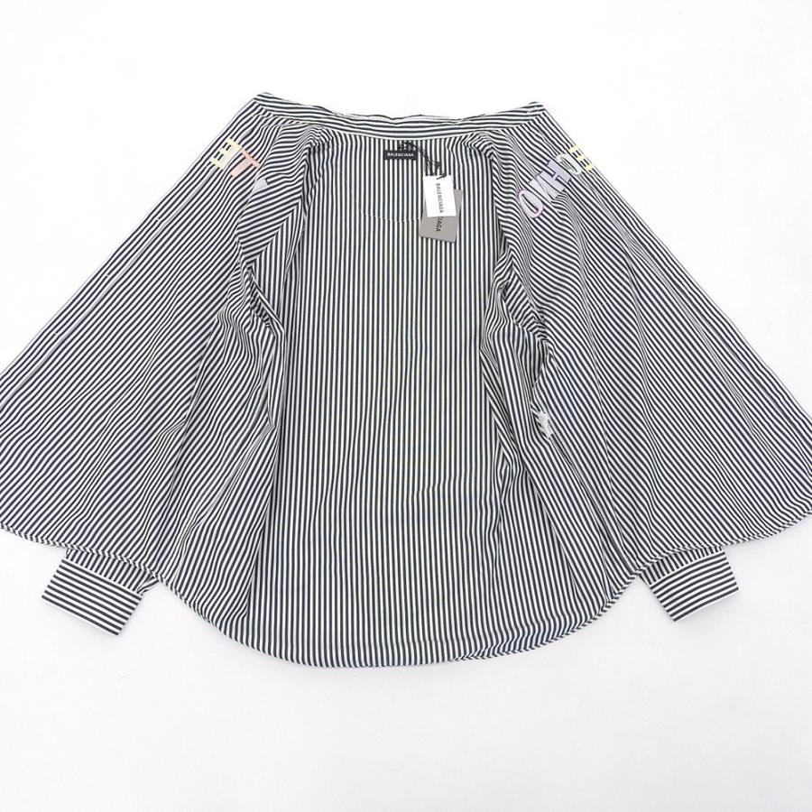 バレンシアガ BALENCIAGA 19SS ブラウス シャツ 38 白 黒 BALENCIAGA（バレンシアガ） 美品 I LOVE TECHNO 長袖シャツ トップス