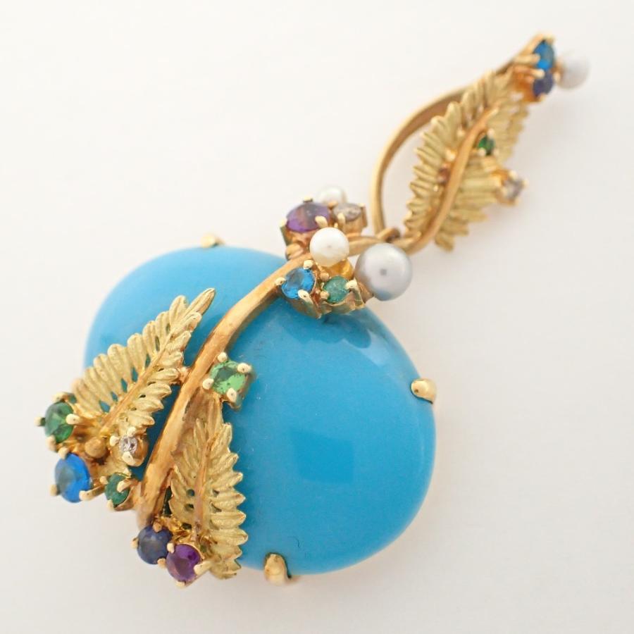 美品 Sachi サチ 福原佐智 K18 トルコ石 39.04ct/カラーストーン 