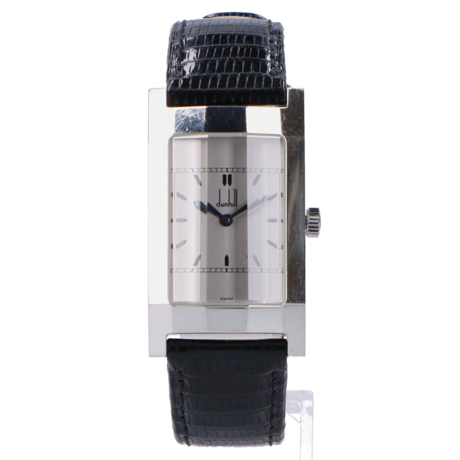 Dunhill ダンヒル ダンヒリオン レクタンギュラー 3面カットガラス 手巻き 腕時計 シルバー/ブラック メンズ