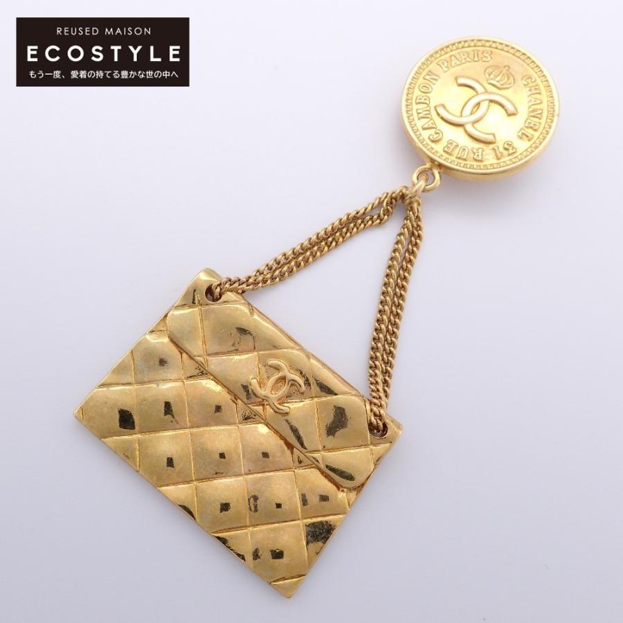 シャネル CHANEL ブローチ マトラッセ 94P ココマーク ゴールド CHANEL（シャネル） 94P マトラッセ バッグxココマーク メダル