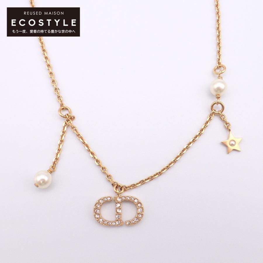 【美品】ディオール Dior Petit CD ネックレス ゴールド×パール 美品/ Christian Dior クリスチャンディオール PETIT CD ネックレス