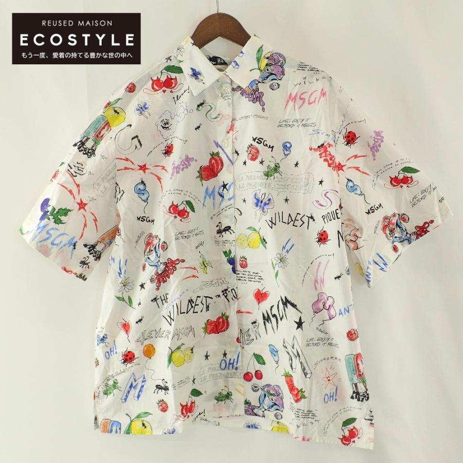 新品同様/国内正規 MSGM エムエスジーエム 3242MDE116 総柄 半袖ボタン 