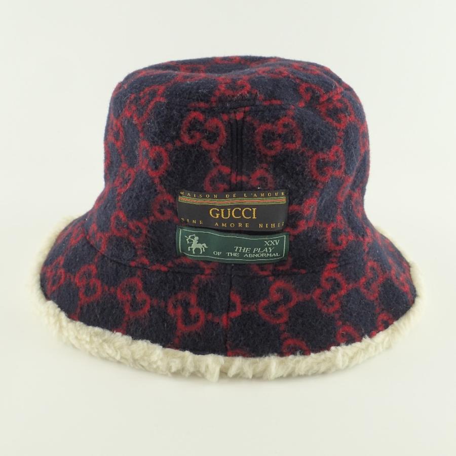 GUCCI グッチ 604194 4HI91 GGスプリーム ボア バケットハット 帽子 L 