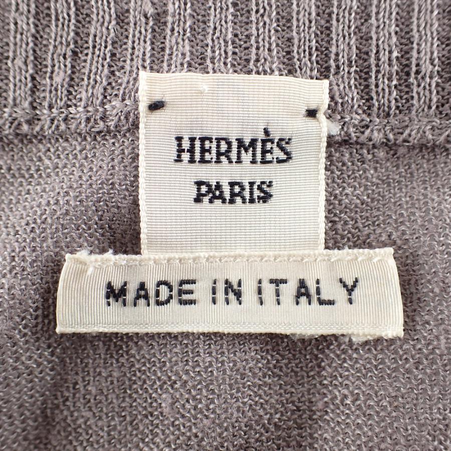 美品/国内正規 HERMES エルメス リネン/シルク ドレープ ノースリーブ 