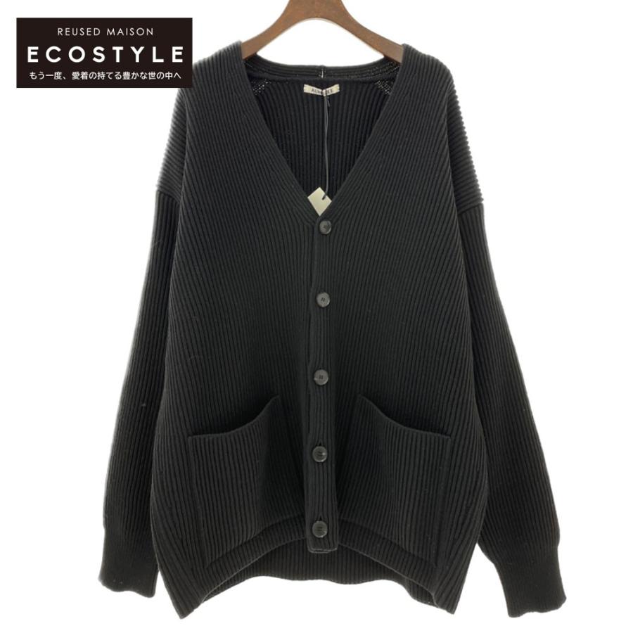 新品同様 AURALEE オーラリー ブラック SUPER FINE WOOL RIB KNIT BIG 