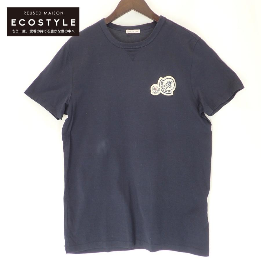 MONCLER モンクレール 19年正規 ネイビー ダブルワッペン Tシャツ L 
