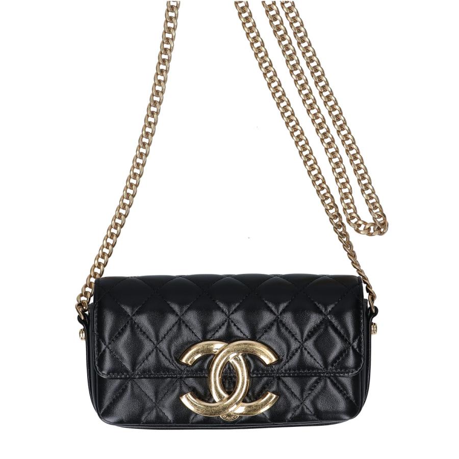 美品/ CHANEL シャネル AP3207 ラムスキン マトラッセ フォンケース  