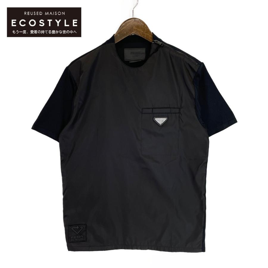 PRADA プラダ RE-NYLON 20年 ナイロン切替クルーネック半袖T PRADA プラダ RE-NYLON 20年 ナイロン切替クルーネック半袖T