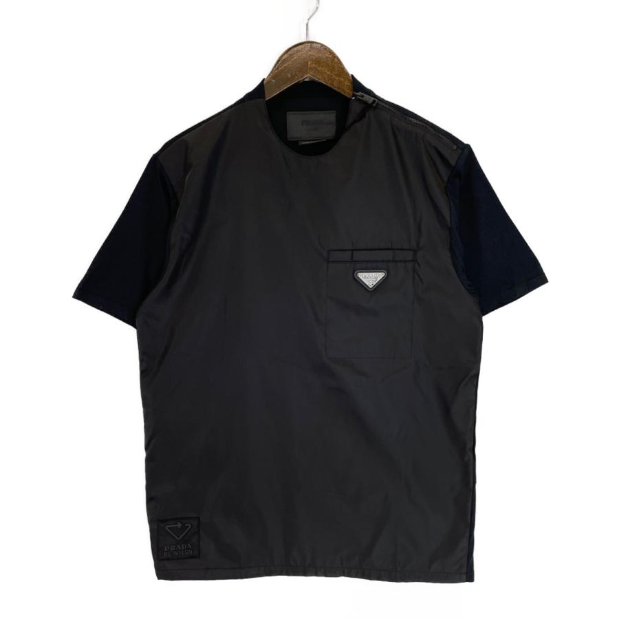 PRADA プラダ RE-NYLON 20年 ナイロン切替クルーネック半袖T PRADA プラダ RE-NYLON 20年 ナイロン切替クルーネック半袖T