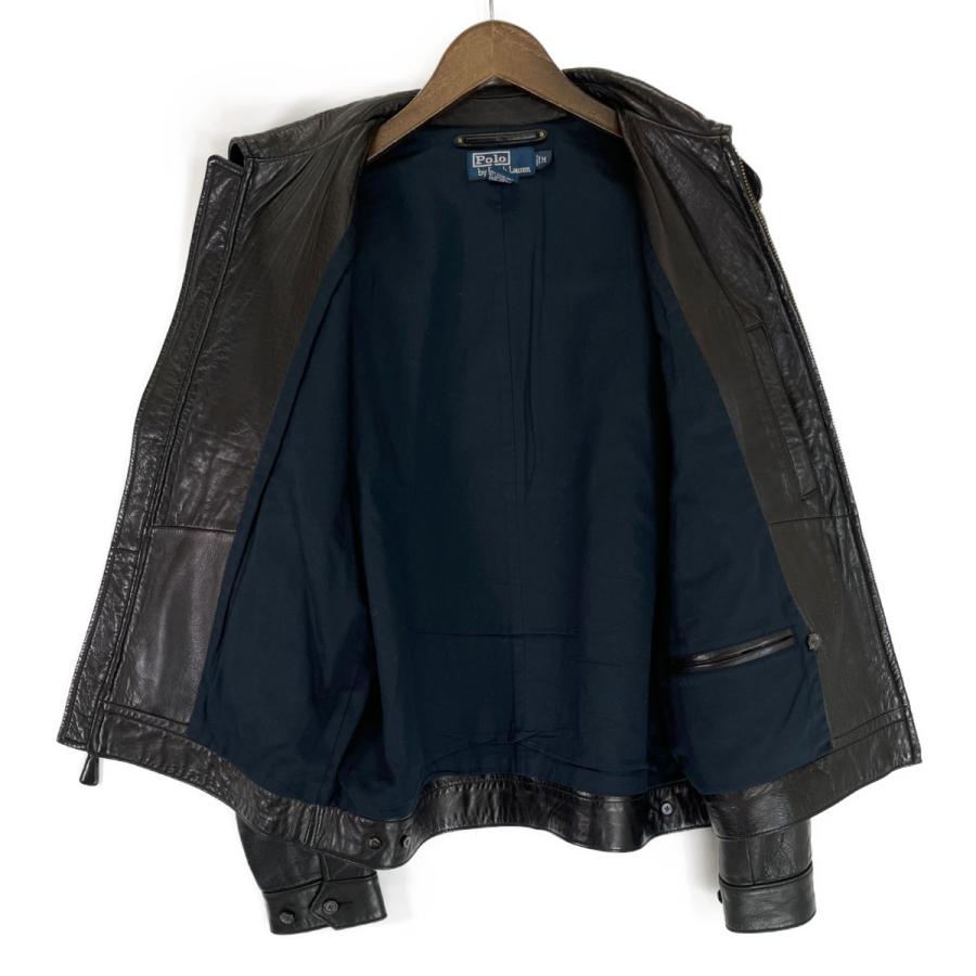 中古品　Polo by Ralph Lauren ブラックレザージャケット L Polo by Ralph Lauren ブラックレザージャケット L