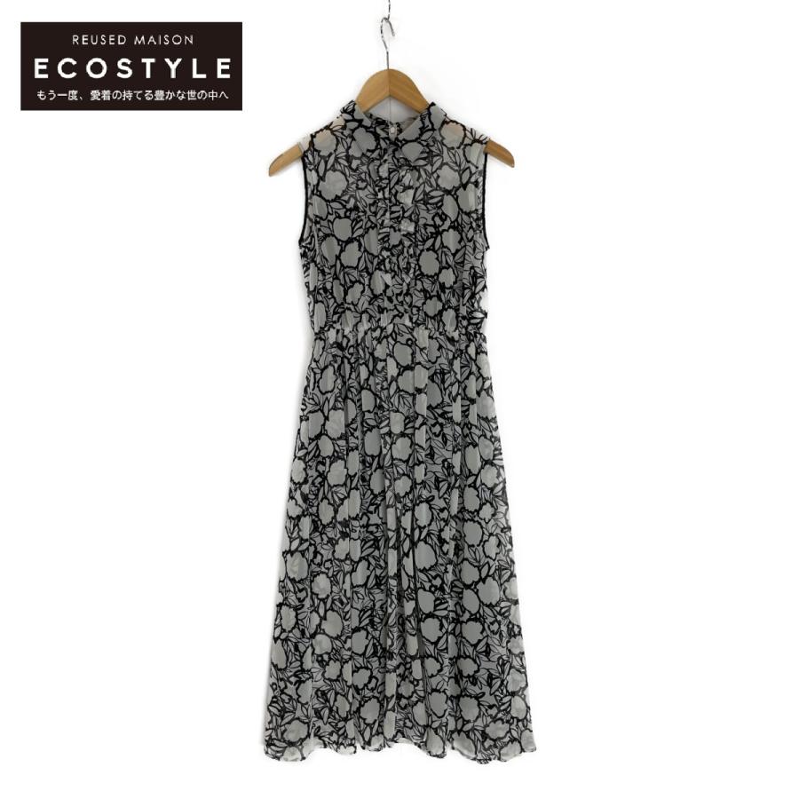 ANAYI アナイ 23SS ラインフラワープリントシャツ ワンピース ブラック  