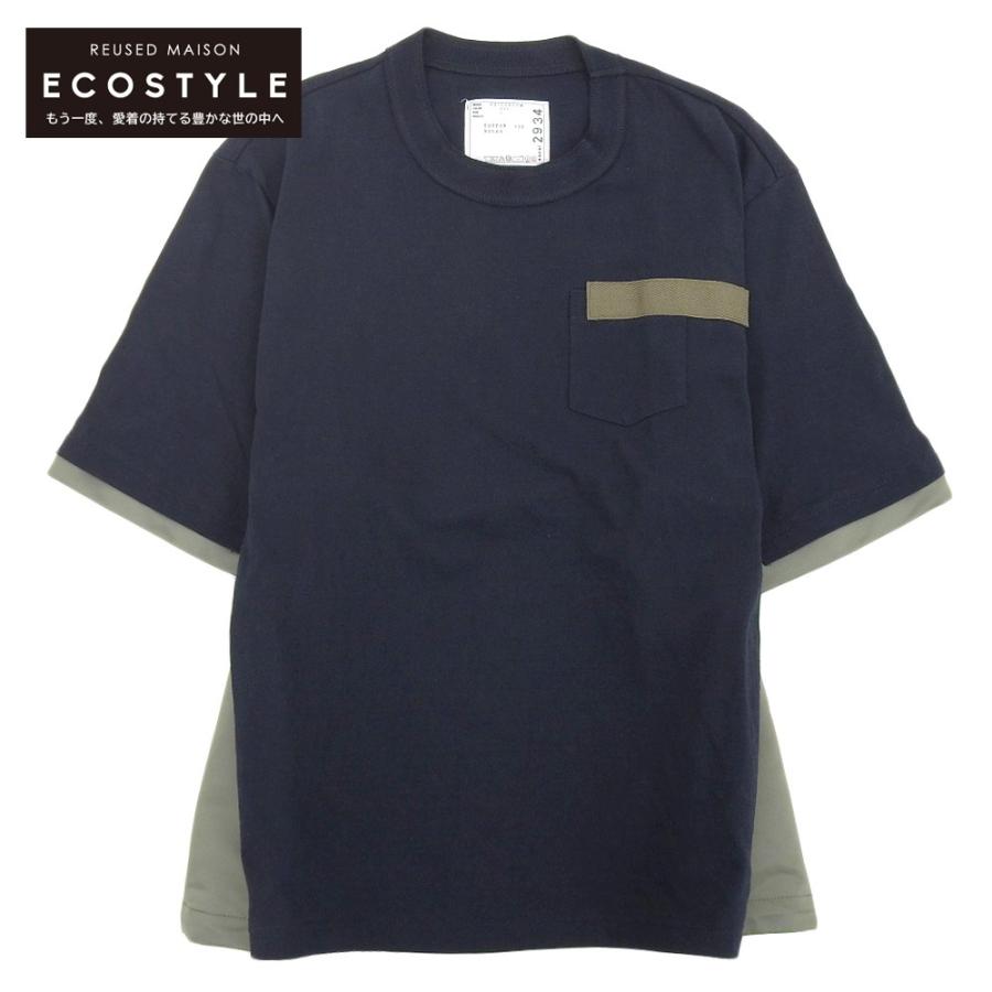 sacai 未使用 サカイ ナイロンツイルミックス Tシャツ メンズ sacai 未使用 サカイ ナイロンツイルミックス Tシャツ メンズ