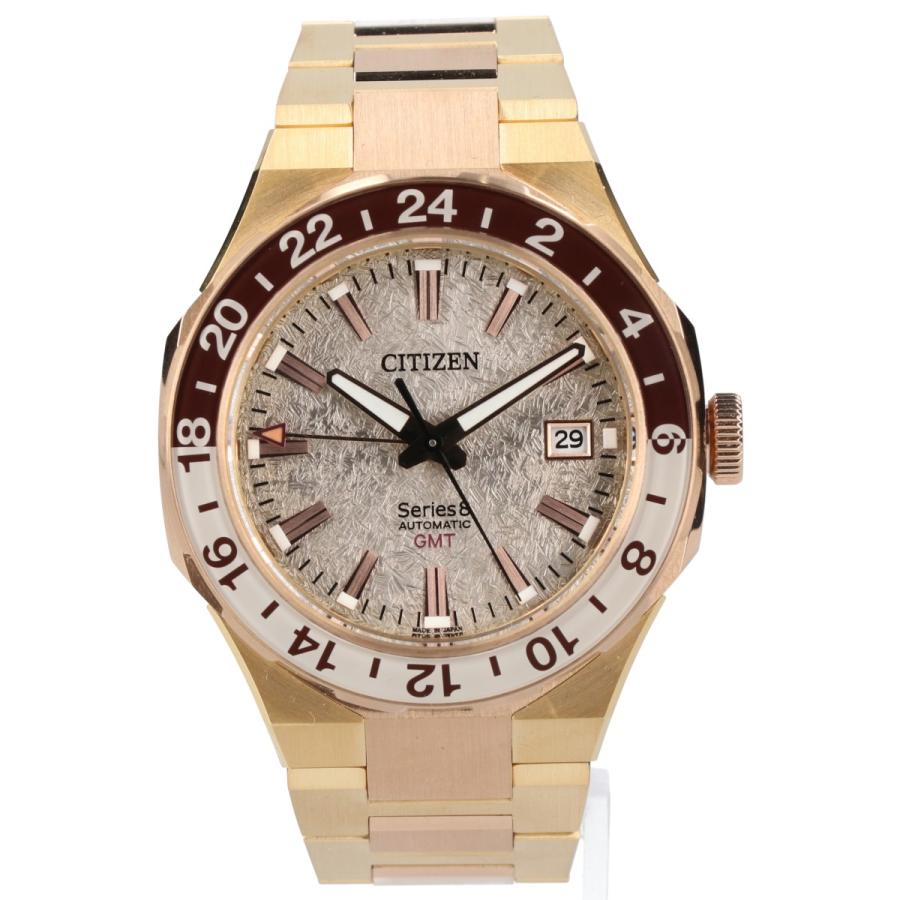 シチズン CITIZEN 腕時計 シリーズエイト NB6032-53P/9054-0065X03 世界限定1300本 デイト GMT 裏スケ 回転ベゼル(デイナイト表示/24時間表示) 草模様 ゴールド文字盤 GP SS 自動巻き 【中古】 CITIZEN（シチズン） 新品同様/世界限定1300本 NB6032-53P 9054