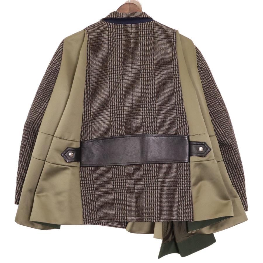 sacai サカイ 20AW グレー×グリーン グレンチェック パールネックレス 