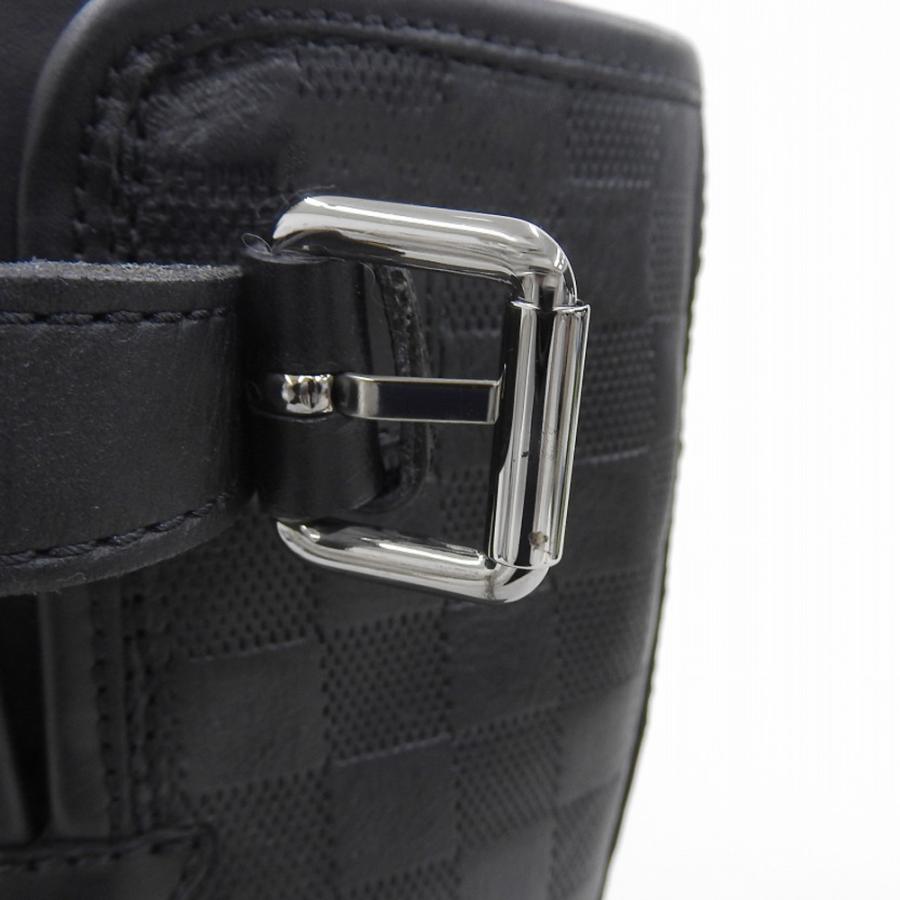 美品 ルイヴィトン LOUIS VUITTON ブーツ エンジニアブーツ ダミエアンフィニ カーフレザー シューズ メンズ 8(27cm相当) ブラック LOUIS VUITTON ルイ ヴィトン ダミエアンフィニ カーフレザー