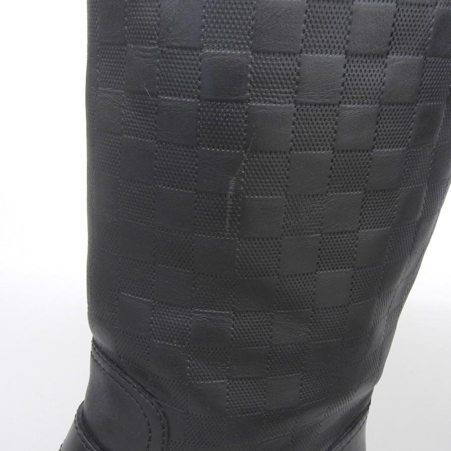 美品 ルイヴィトン LOUIS VUITTON ブーツ エンジニアブーツ ダミエアンフィニ カーフレザー シューズ メンズ 8(27cm相当) ブラック LOUIS VUITTON ルイ ヴィトン ダミエアンフィニ カーフレザー
