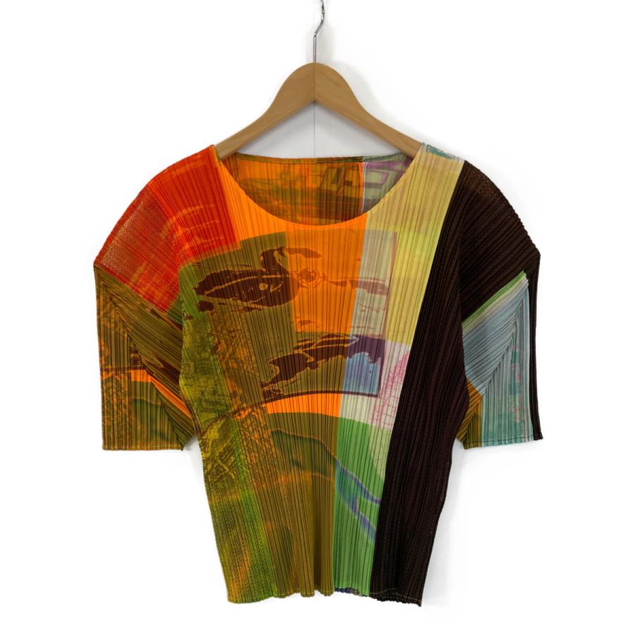 プリーツプリーズ イッセイミヤケ プリント総柄 メッシュ