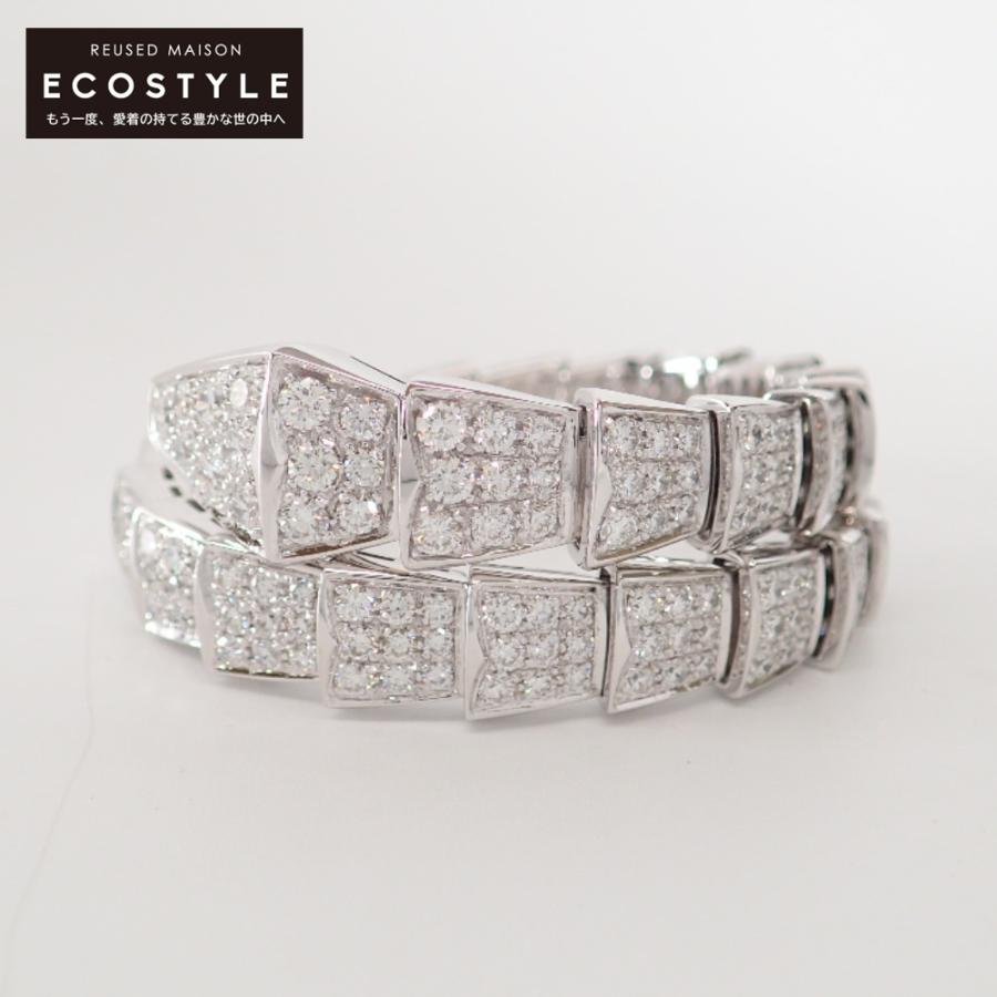 BVLGARI セルペンティ ヴァイパー 14Pダイヤ ピアス 750WG ホワイトゴールド 11.3g (210000