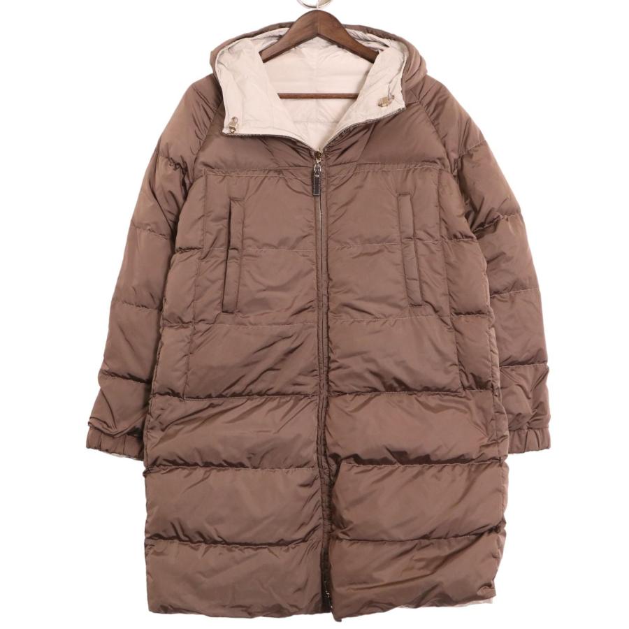Max Mara マックスマーラ ブロンズ×アイボリー リバーシブル フード 