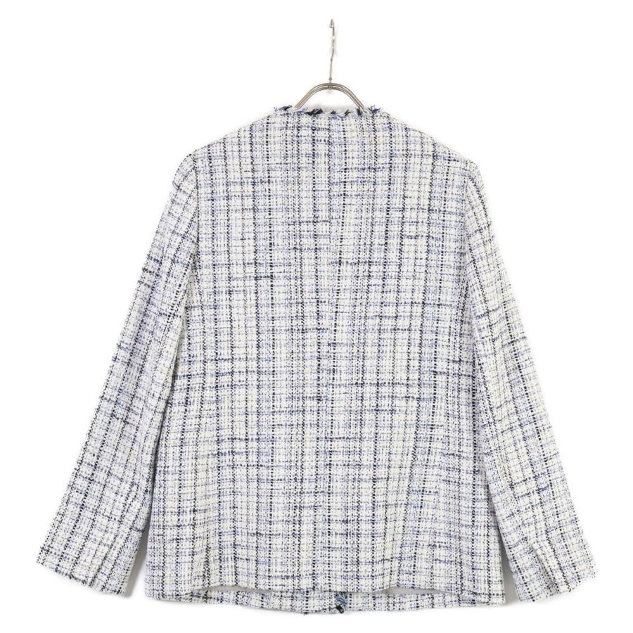 Theory luxe 23年 Crevon Trudel ツイード ノーカラージャケット 36