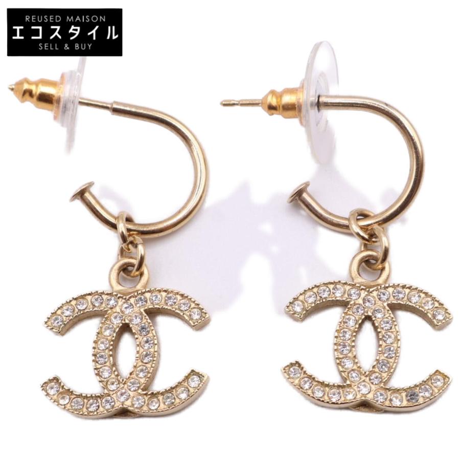 CHANEL（シャネル） 09A CCココマーク ラインストーン フープ ピアス