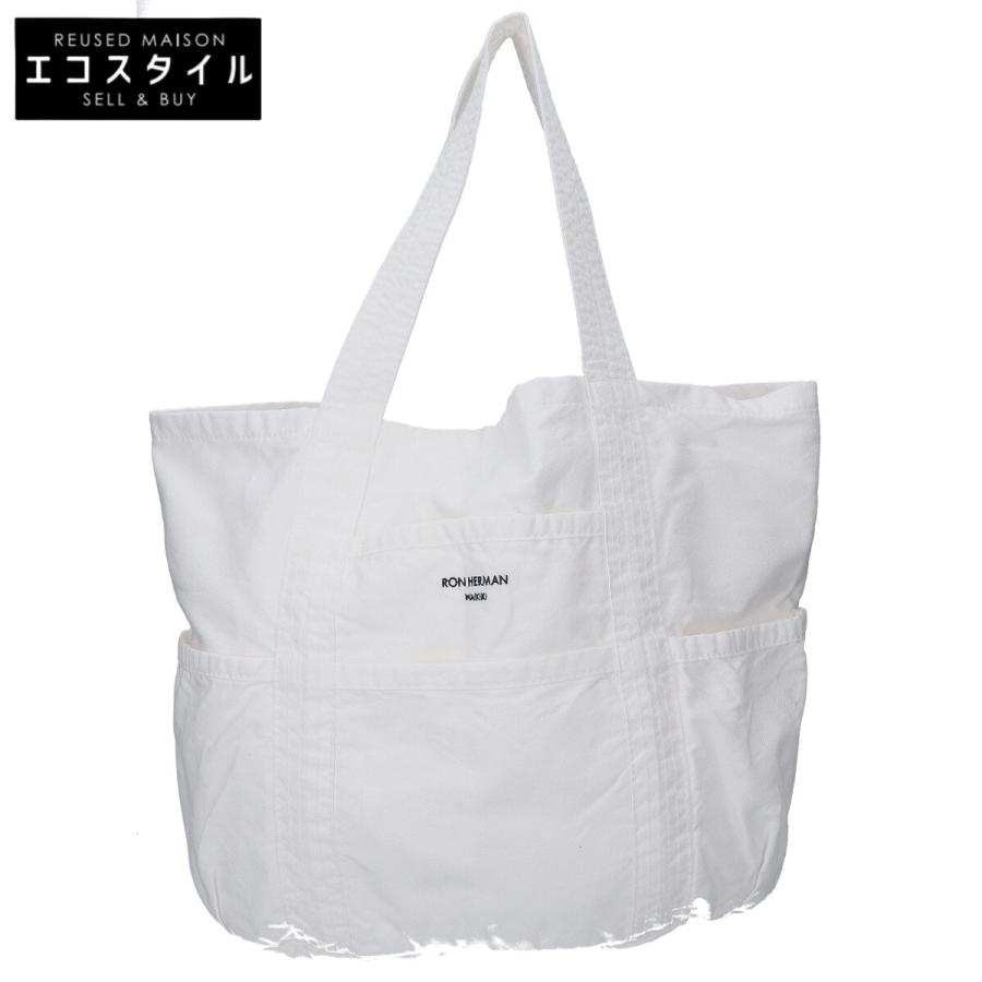 美品/ワイキキ限定 Ron Herman ロンハーマン RHHI-22FA-002 コットン トートバッグ M WHITE : ブランド ...