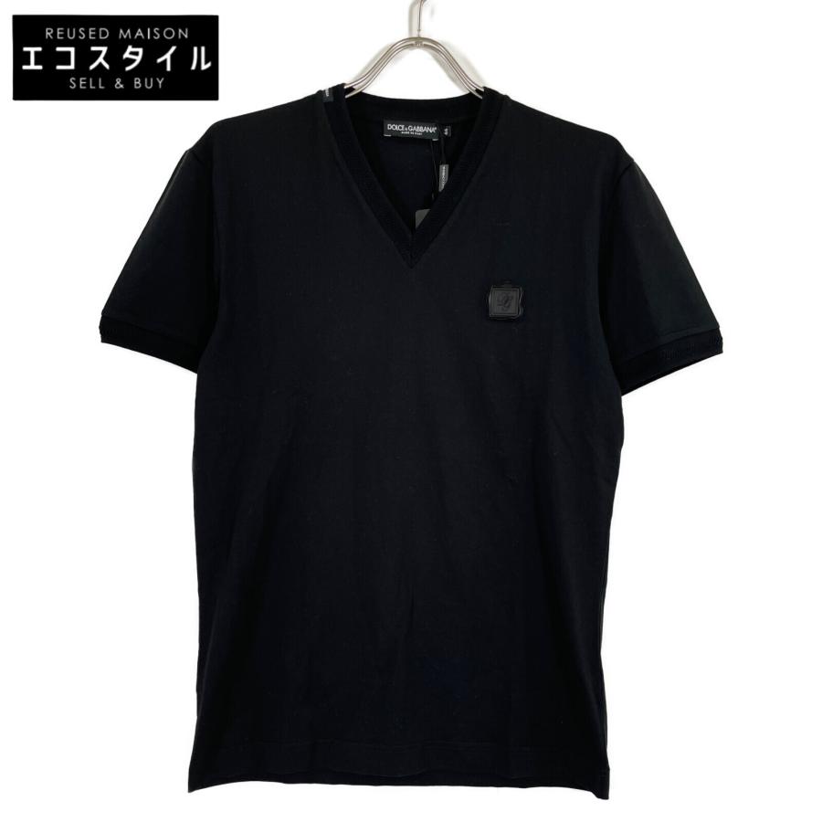 DOLCE&GABBANA ドルチェアンドガッバーナ ブラック コットン Vネック T 
