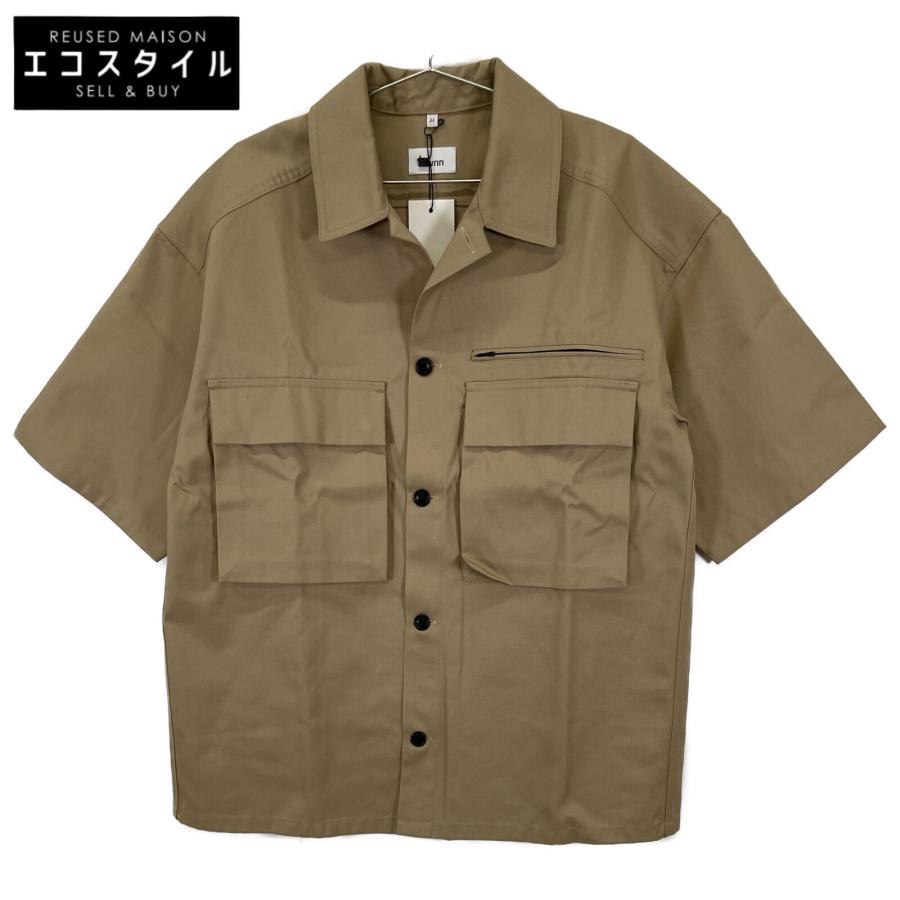 LOWNN ローン ベージュ オフィサー ショートスリーブ シャツ 44  