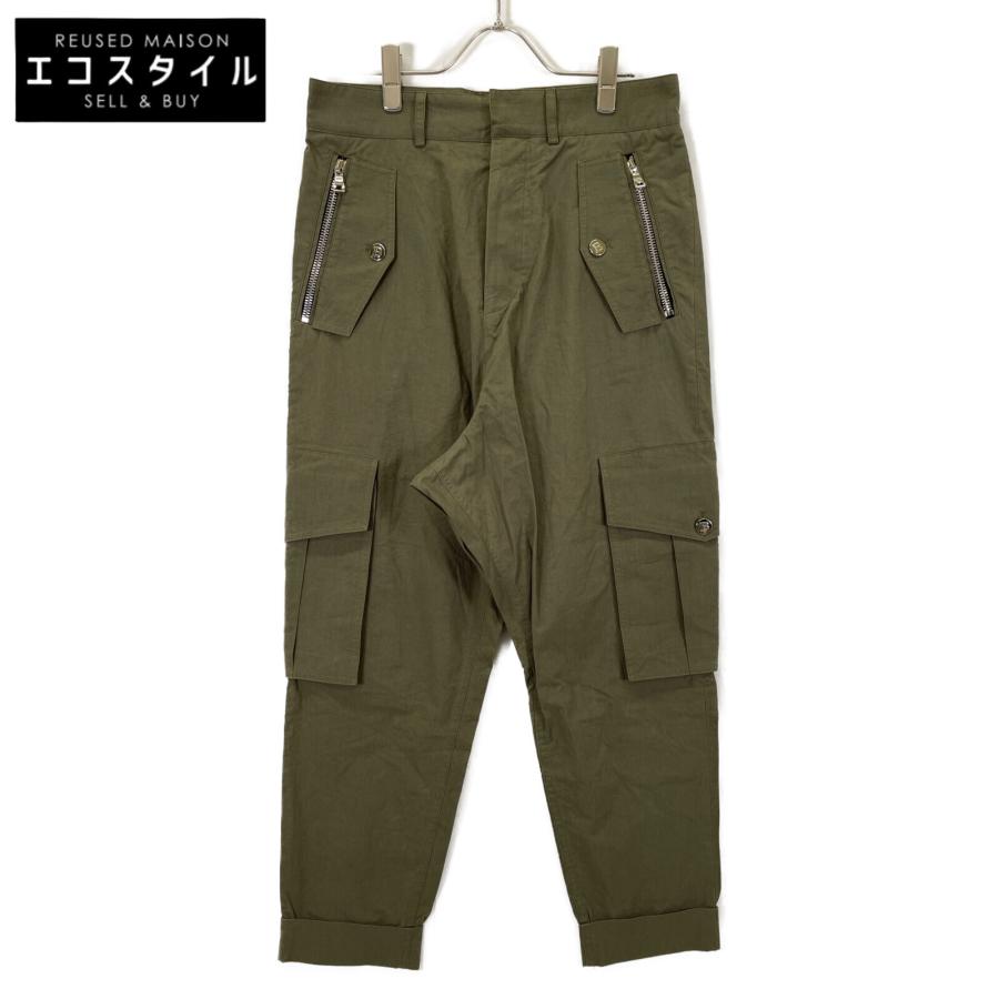 BALMAIN バルマン カーキ ストレートカット コットン カーゴパンツ 44 