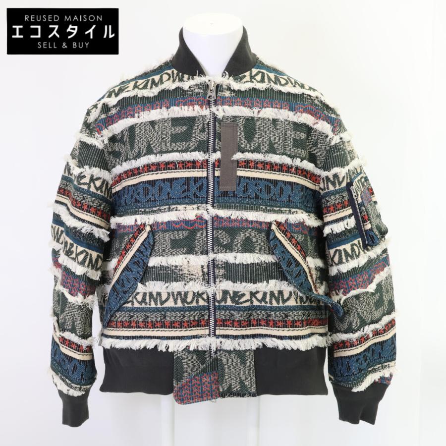 sacai（サカイ） 23-02960M グリーン ジャガードグラフィティデザイン