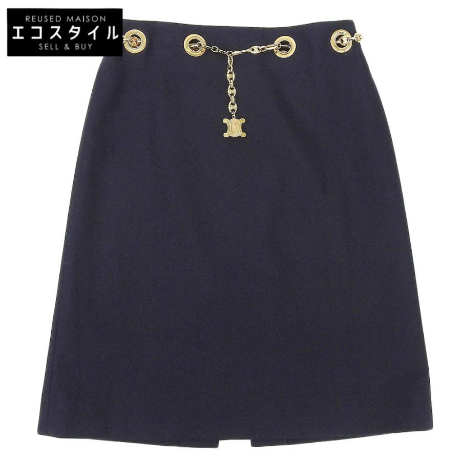 CELINE セリーヌ トリオンフチェーンベルト付き カシミヤ混 ウール  