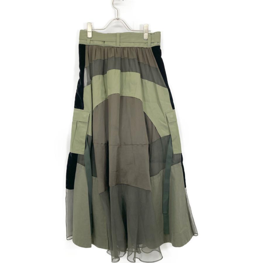 sacai サカイ 20-04901 カーキ 異素材パッチワーク ロング sacai サカイ 20-04901 カーキ 異素材パッチワーク ロング