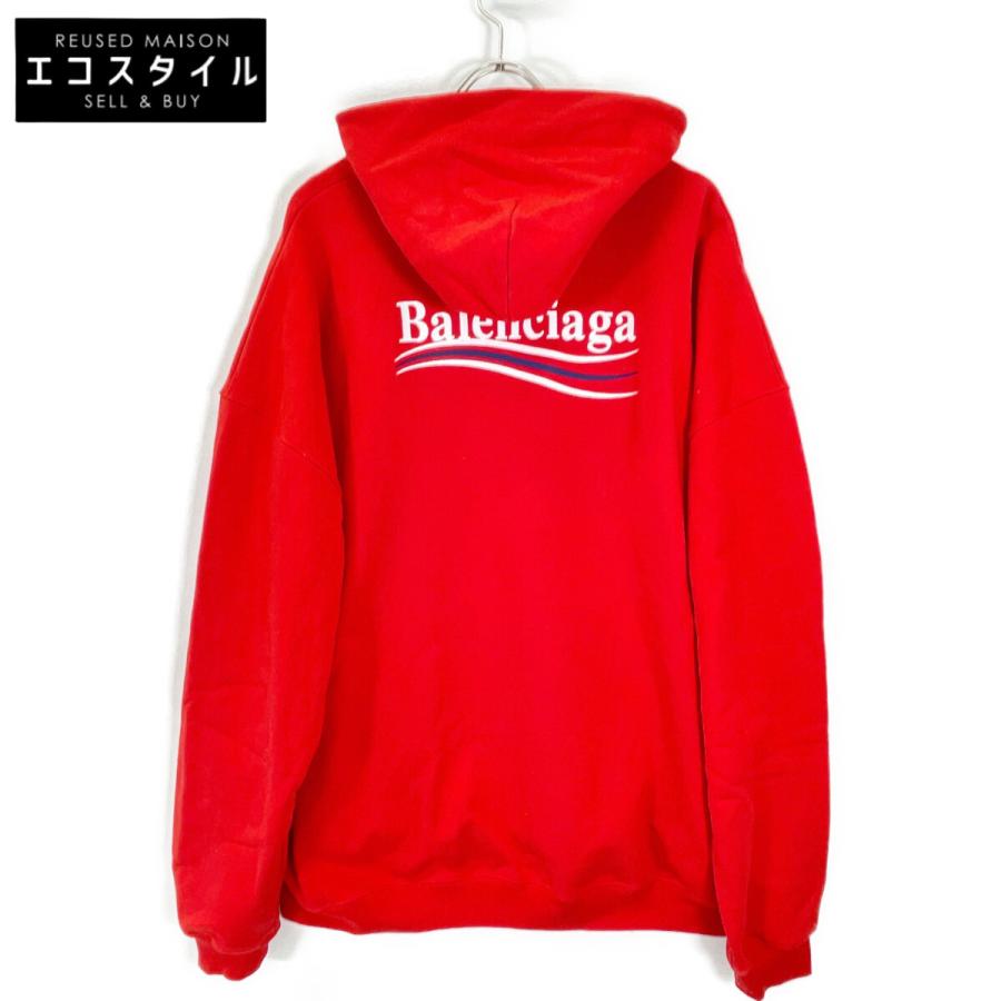 BALENCIAGA（バレンシアガ） 22年 620973 レッド ロゴ刺繍 フーディ