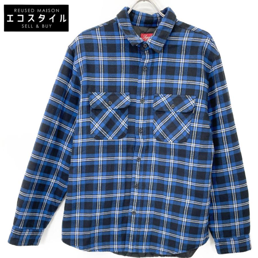 Supreme シュプリーム 19AW ブルー Arc Logo Quilted Flannel Shirt L 