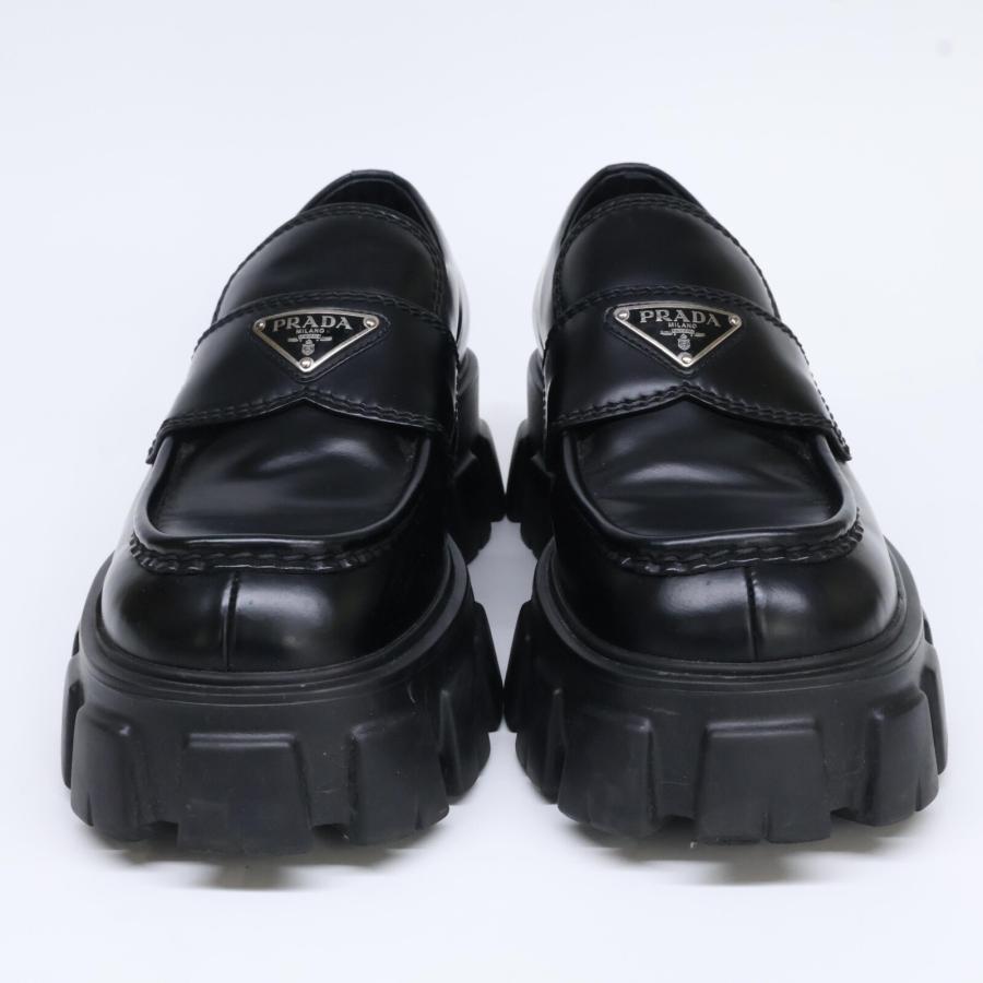 PRADA プラダ 2DE129 ブラック モノリス レザーローファー PRADA プラダ 2DE129 ブラック モノリス レザーローファー