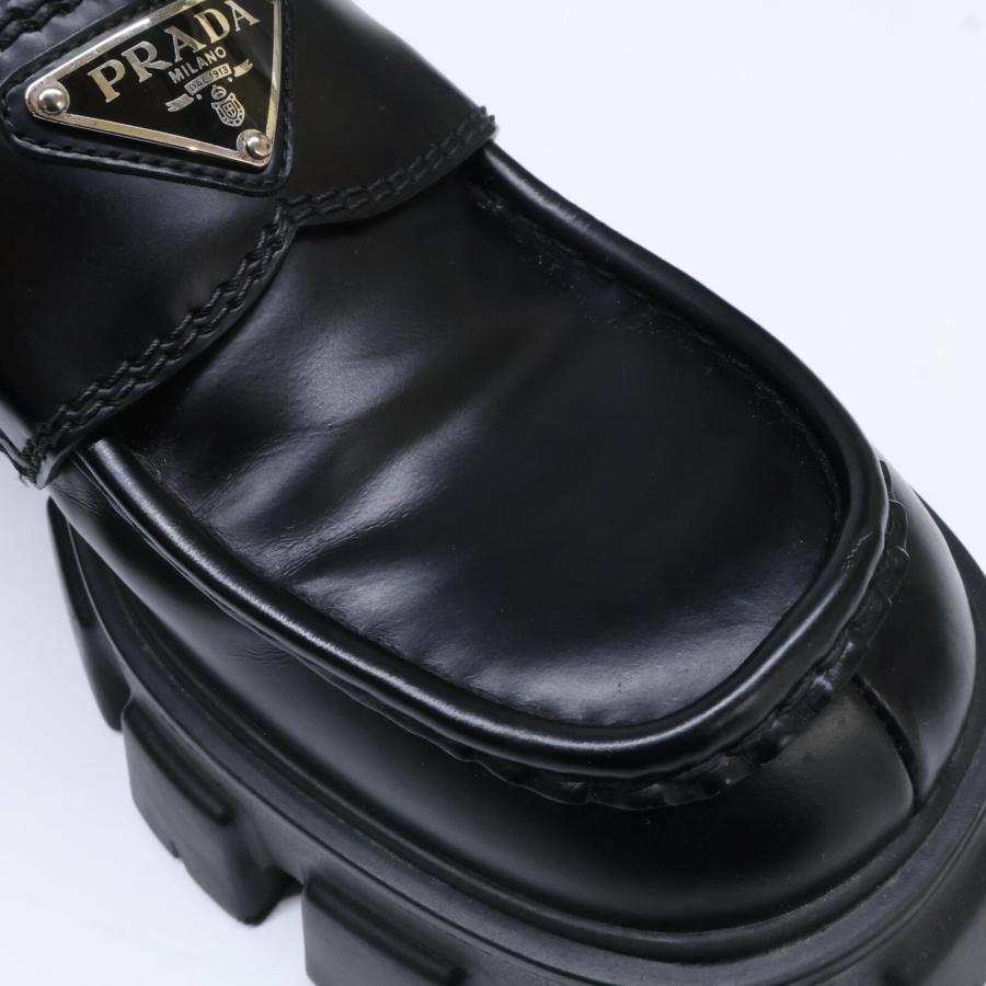 PRADA プラダ 2DE129 ブラック モノリス レザーローファー PRADA プラダ 2DE129 ブラック モノリス レザーローファー