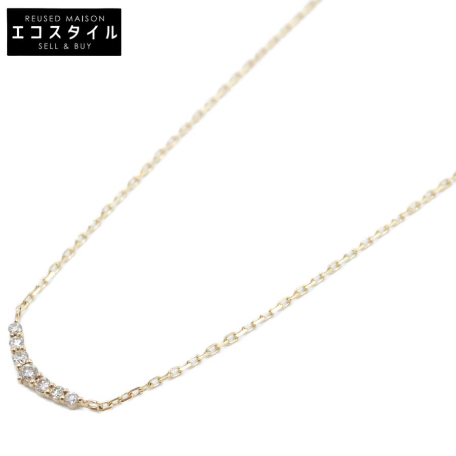 agete 美品 アガット K10 0.05 ダイヤモンド ネックレス イエロー 