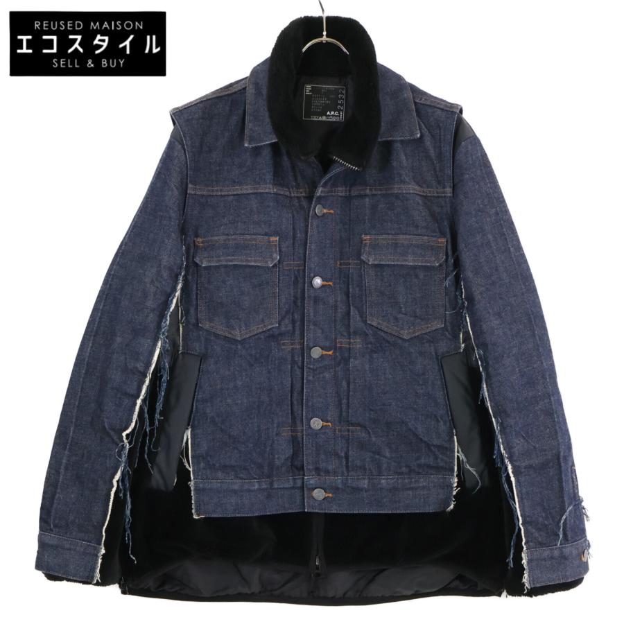 Denim × Faux Shearing Puffer Jacket