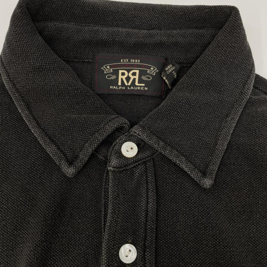 RRL ブラックポロシャツ　M RRL ダブルアールエル フェードコットン ポロシャツ M ブラック メンズ