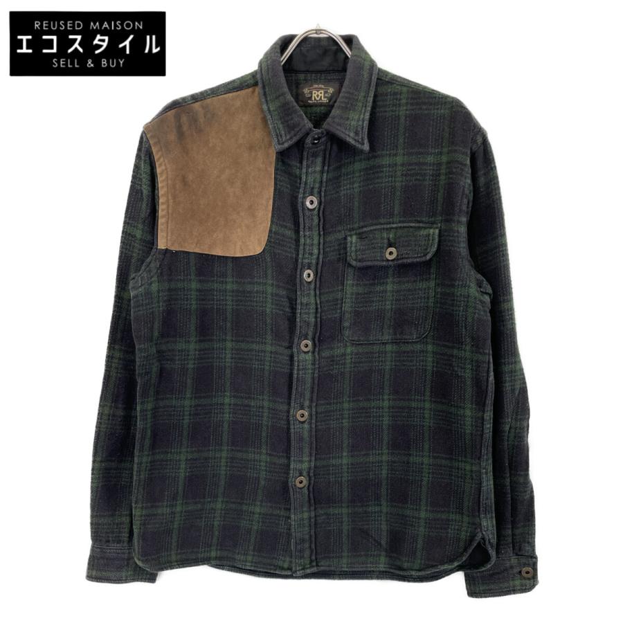 RRL ダブルアールエル グリーン チェック エルボーパッチ ハンティング 