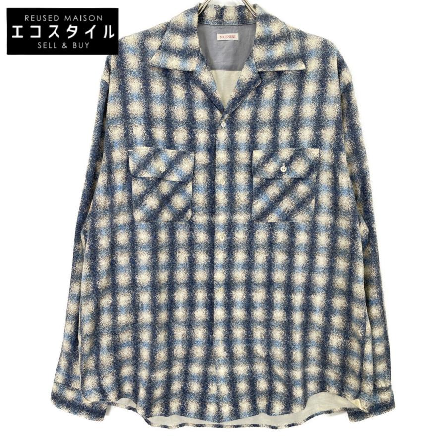 NICENESS ナイスネス トップス L ブルー メンズ NICENESS ナイスネス 24SS NN-1301Y13 ブルー シルクネルシャツ L