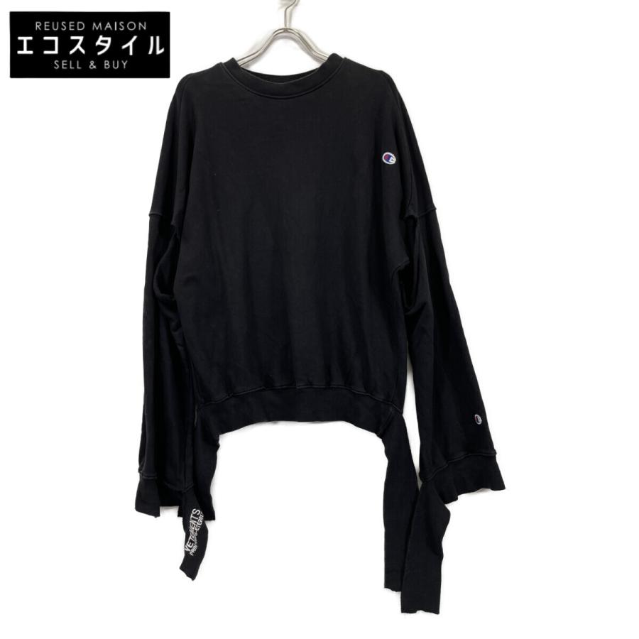 VETEMENTS ヴェトモン 【×Champion】ブラック CUTOUT NECKLINE SWEAT 