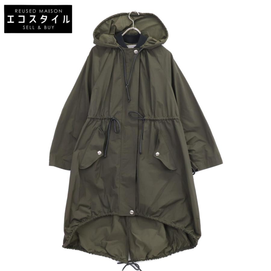 スポーツマックス 201608790 ｶｰｷ ｺｯﾄﾝ混 ﾄﾞﾛｽﾄ ﾌｰﾄﾞ付き ﾓｯｽﾞｺｰﾄ 38 SPORTMAX スポーツマックス 201608790 カーキ コットン混 ドロスト