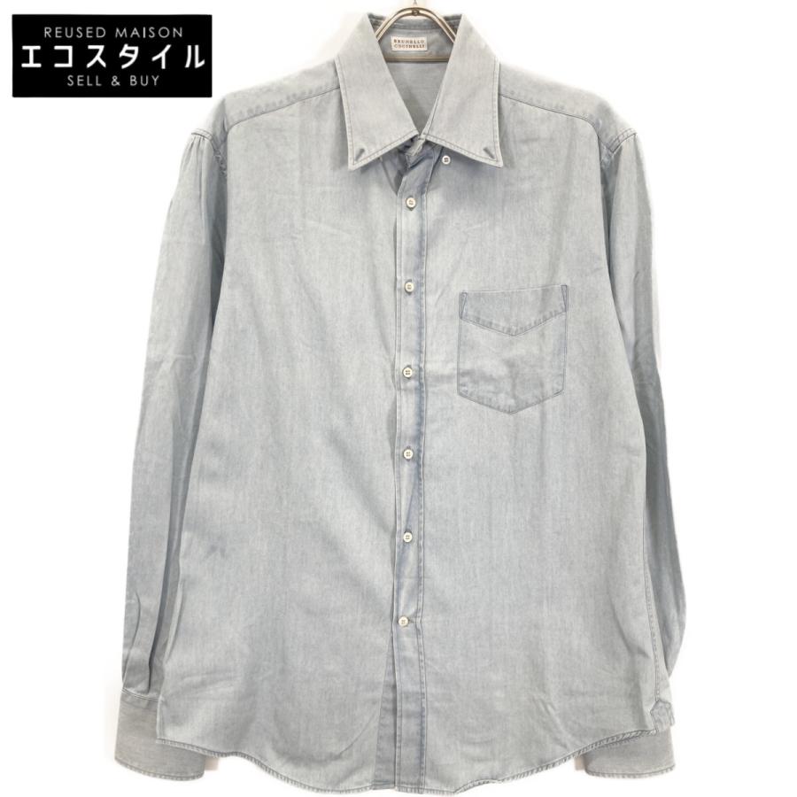 ブルネロクチネリ　長袖　シャツ　M ライトブルー BRUNELLO CUCINELLI ブルネロクチネリ ブルー コットン BD 長袖シャツ