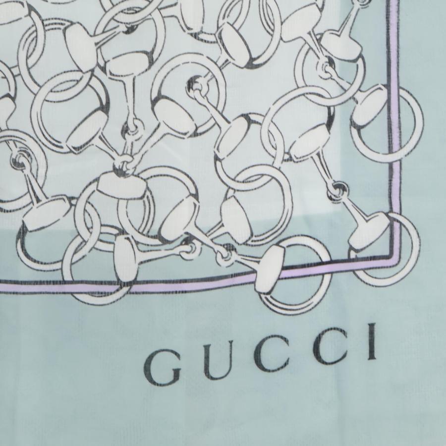 GUCCI（グッチ） ホースビット柄 シルク/コットン スカーフ グリーン系