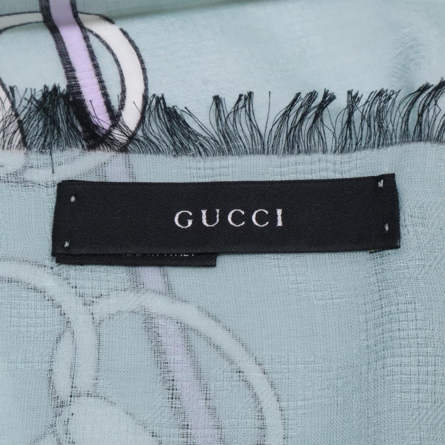 GUCCI（グッチ） ホースビット柄 シルク/コットン スカーフ グリーン系