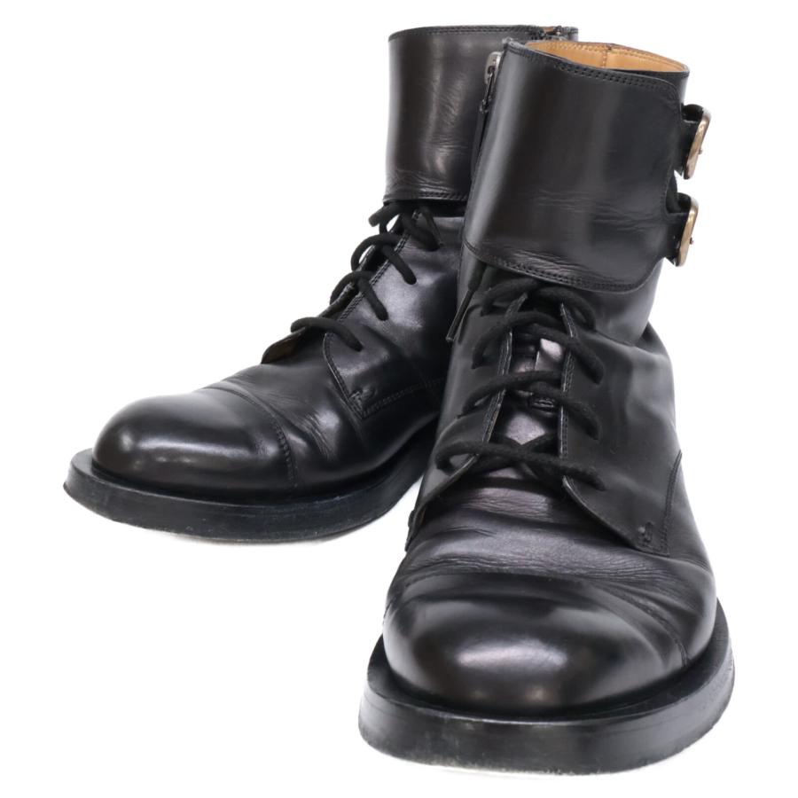 GUCCI 325854 Double Buckle Military Boots Zip Up Size 10 Used Black Leather GUCCI 325854 Double Buckle Military Boots Zip Up Size 10  main image 4