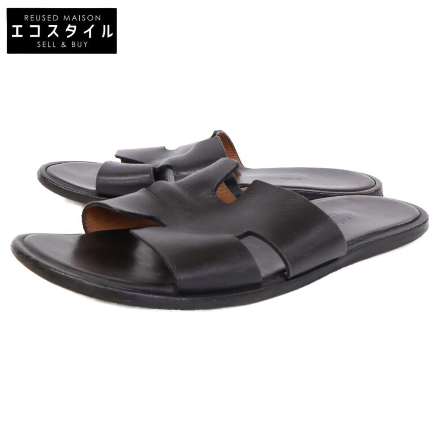 HERMES エルメス イズミール レザーサンダル/ シューズ 42 ブラック