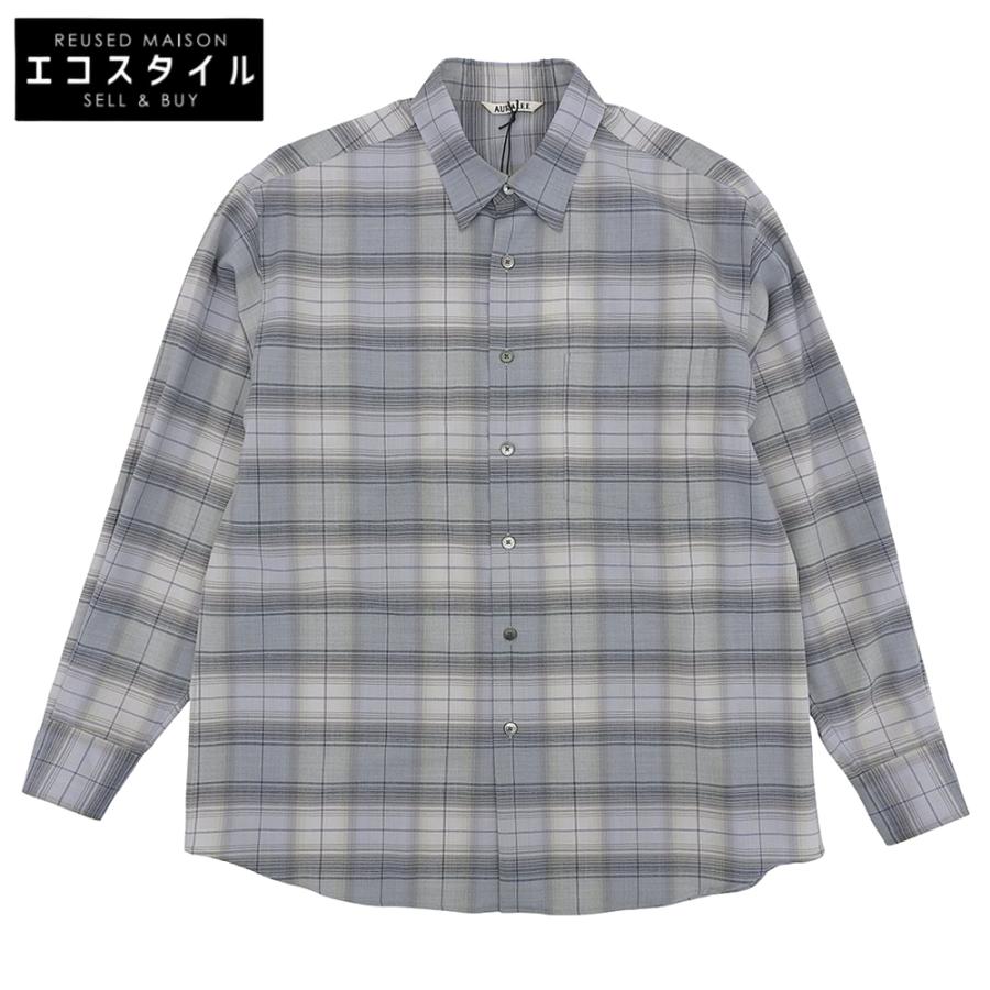 未使用 AURALEE オーラリー SUPER LIGHT WOOL CHECK SHIRT #BLUE GREEN 